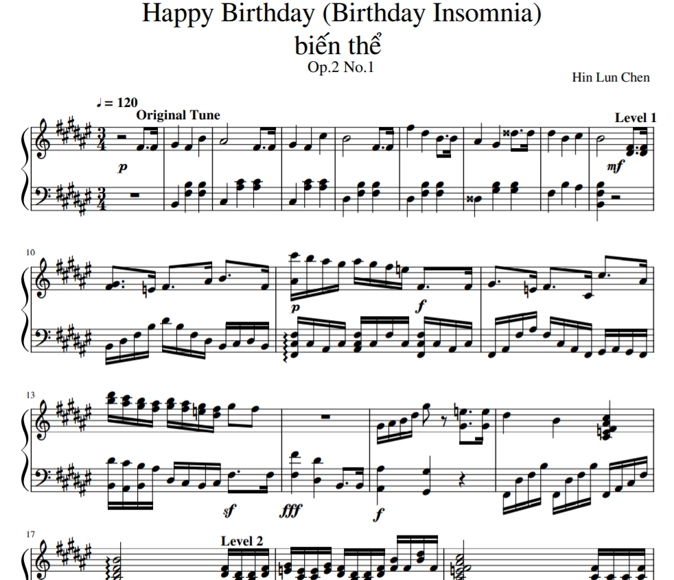 Happy Birthday sheet piano